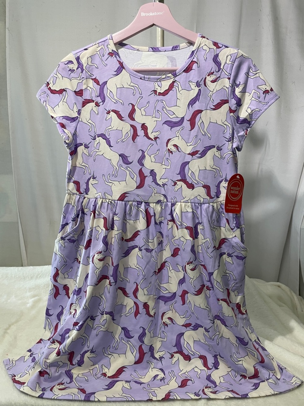wonder nation Lavender Unicorn Print Dress - Purple and White